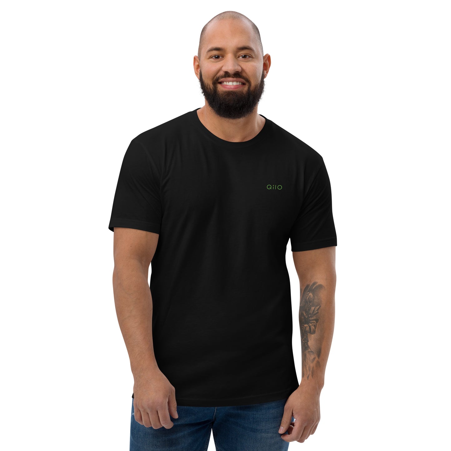 Men's Fitted T-Shirt | Qilo Print | Black + Green