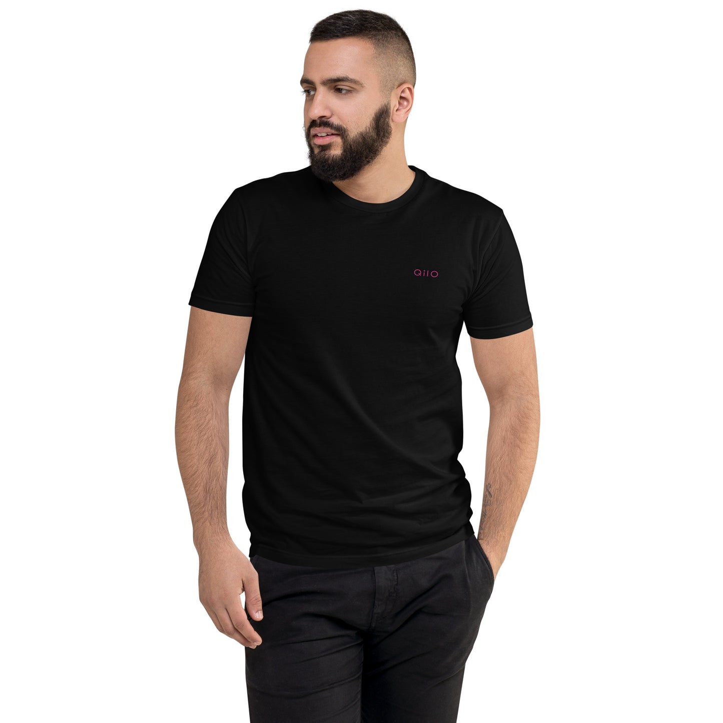 Men's Fitted T-Shirt | Qilo Print | Black + Berry