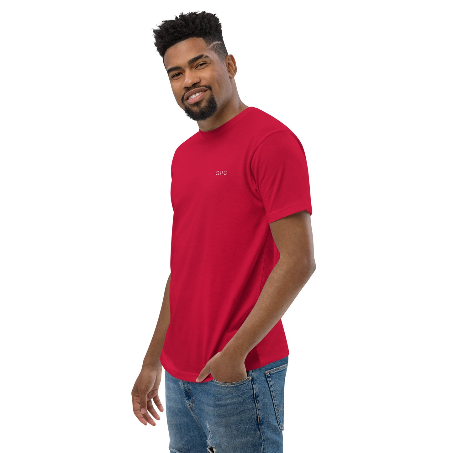 Men's Fitted T-Shirt | Qilo Print | Red + White