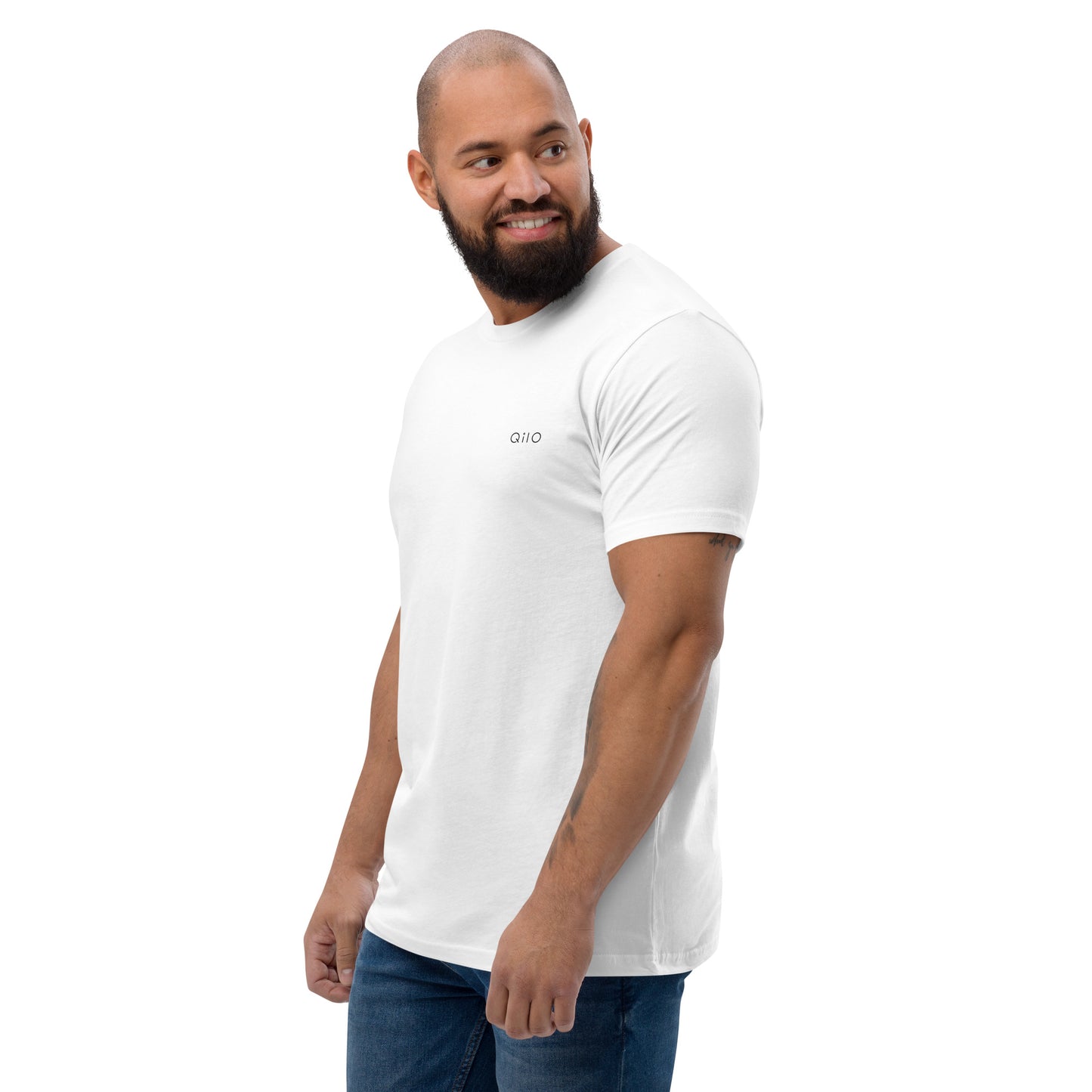 Men's Fitted T-Shirt | Qilo Print | White + Black