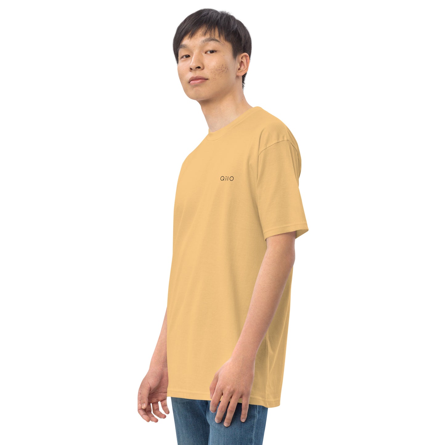 Men’s Premium Heavyweight T-Shirt | Qilo Print | Vintage Gold + Black