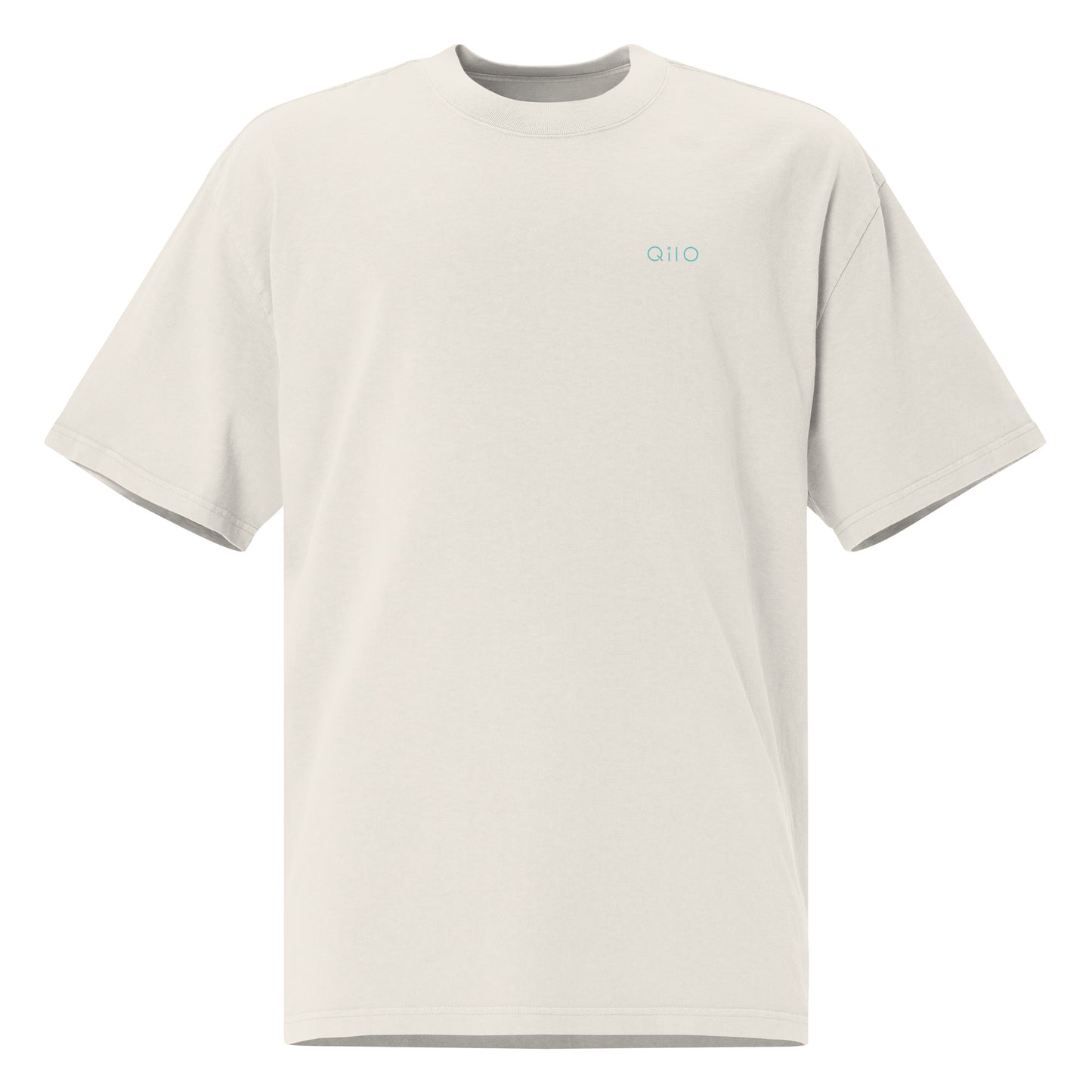 Unisex Oversized T-Shirt | Qilo Print | Faded Bone + Sky