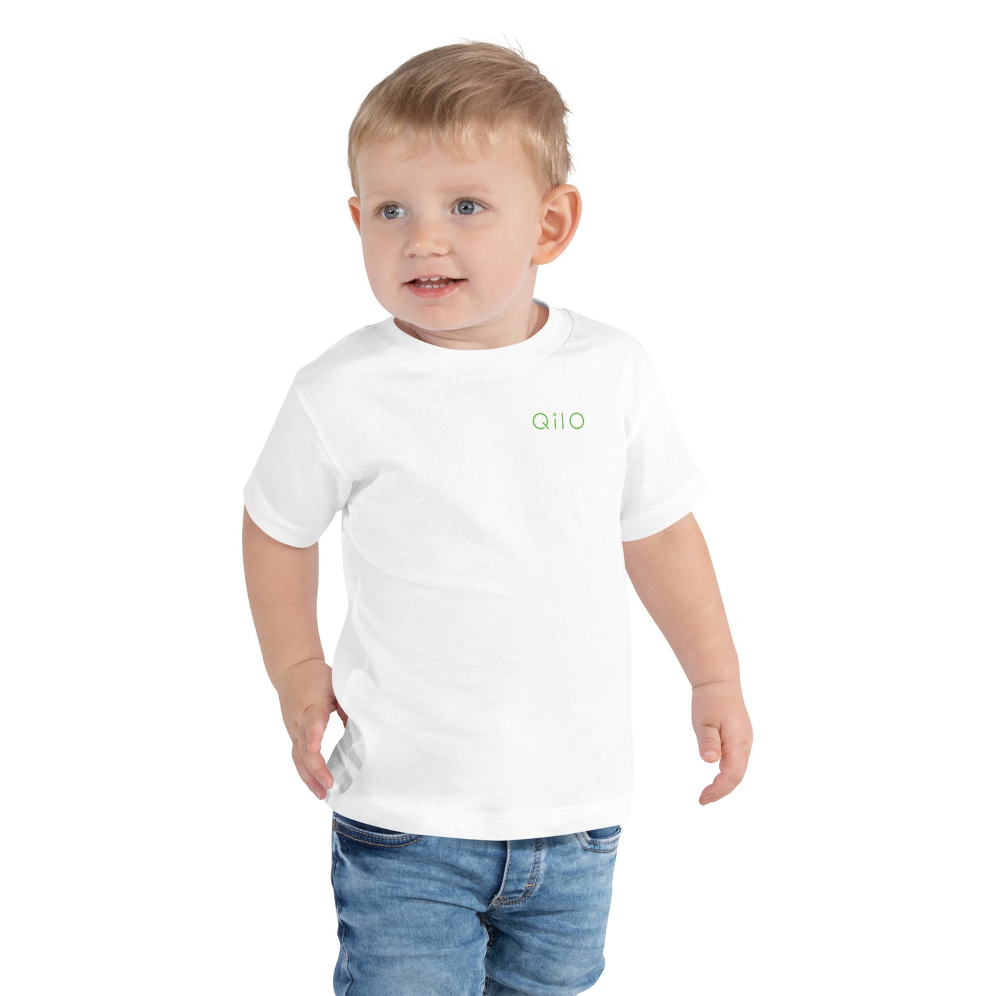 Toddler T-Shirt | Qilo Print | White + Green