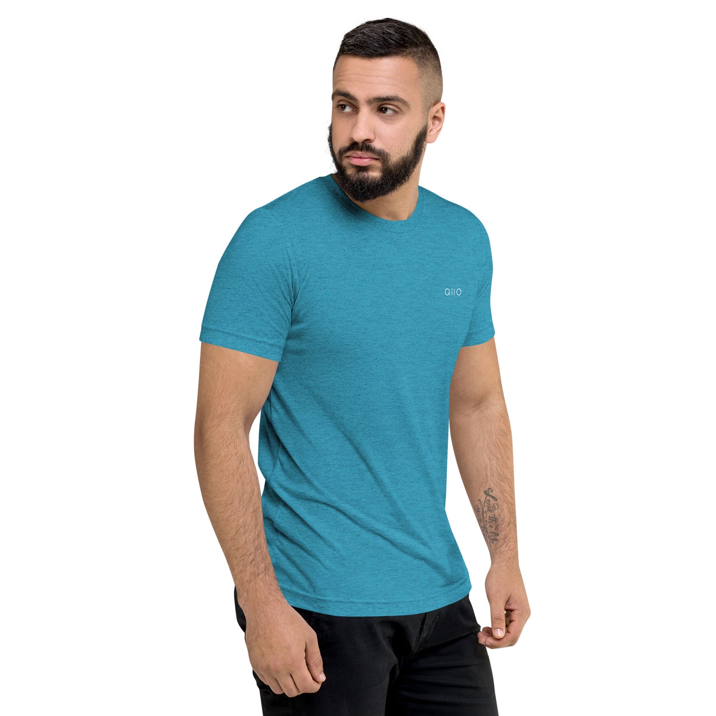 Unisex Athleisure T-Shirt | Qilo Print | Aqua + White