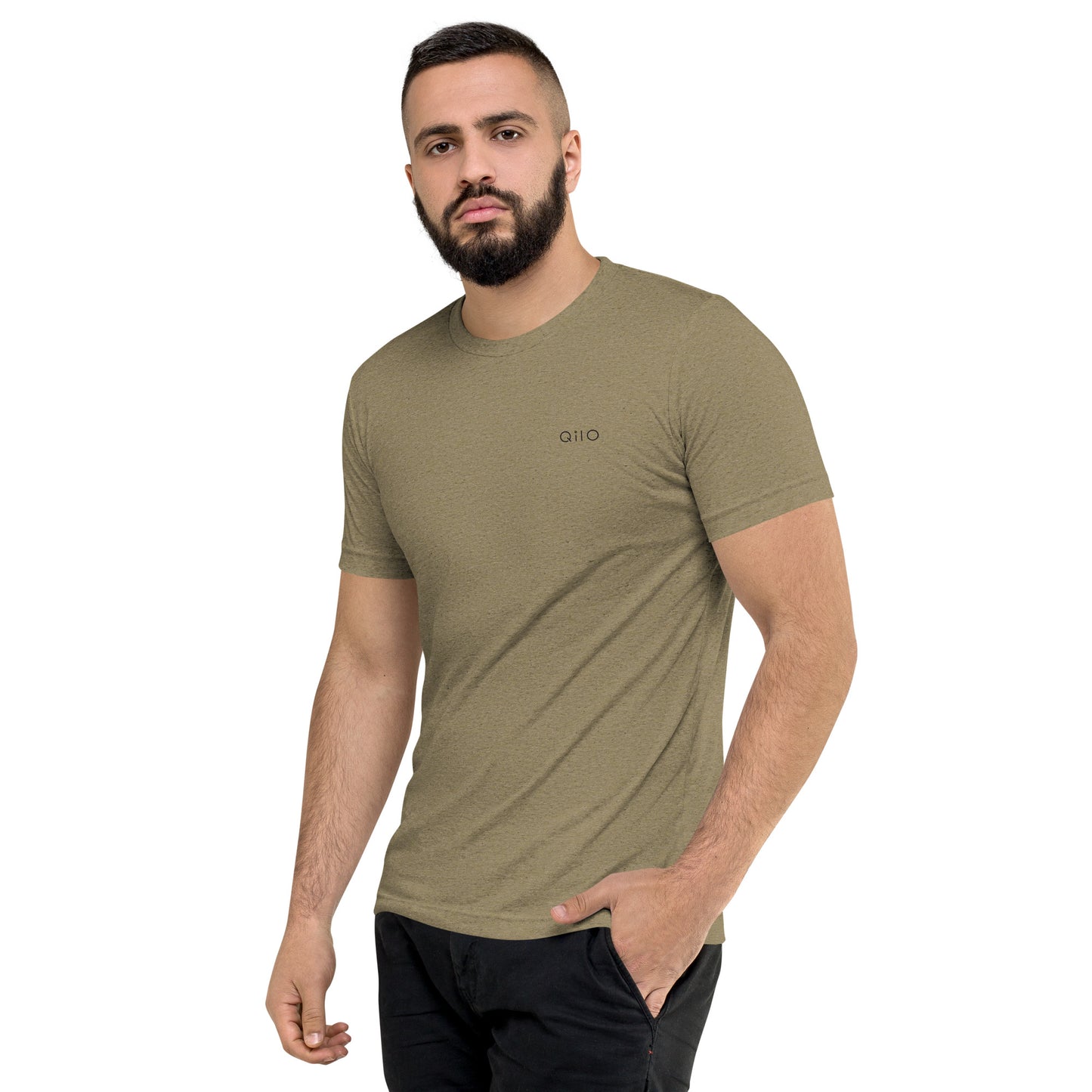Unisex Athleisure T-Shirt | Qilo Print | Olive + Black