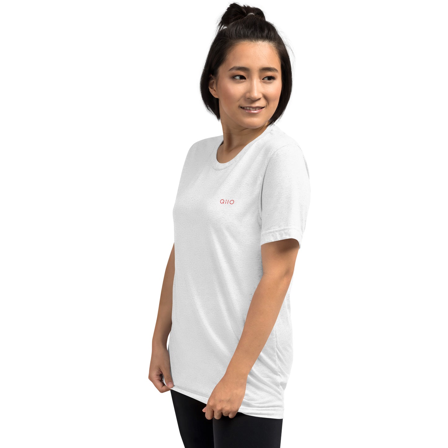 Unisex Athleisure T-Shirt | Qilo Print | White + Red