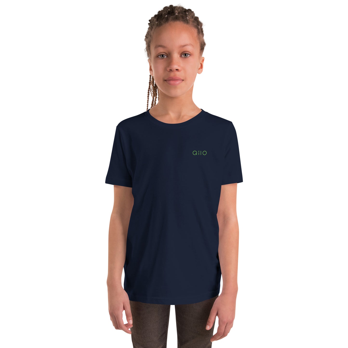 Youth T-Shirt | Qilo Print | Navy + Green