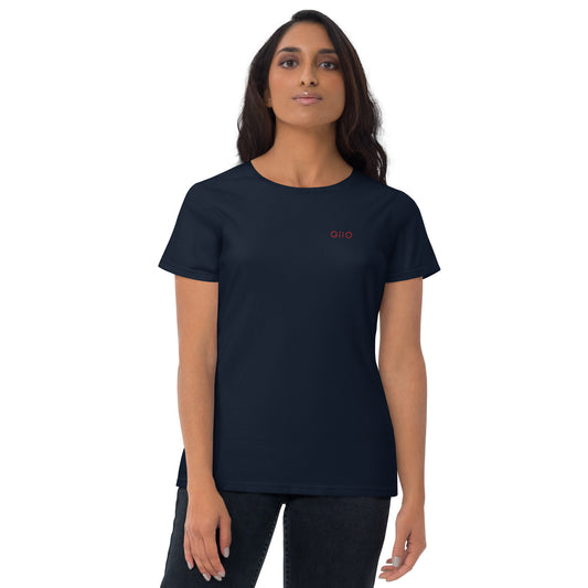 Women's Fashion Fit T-Shirt | Qilo Print | Navy + Red