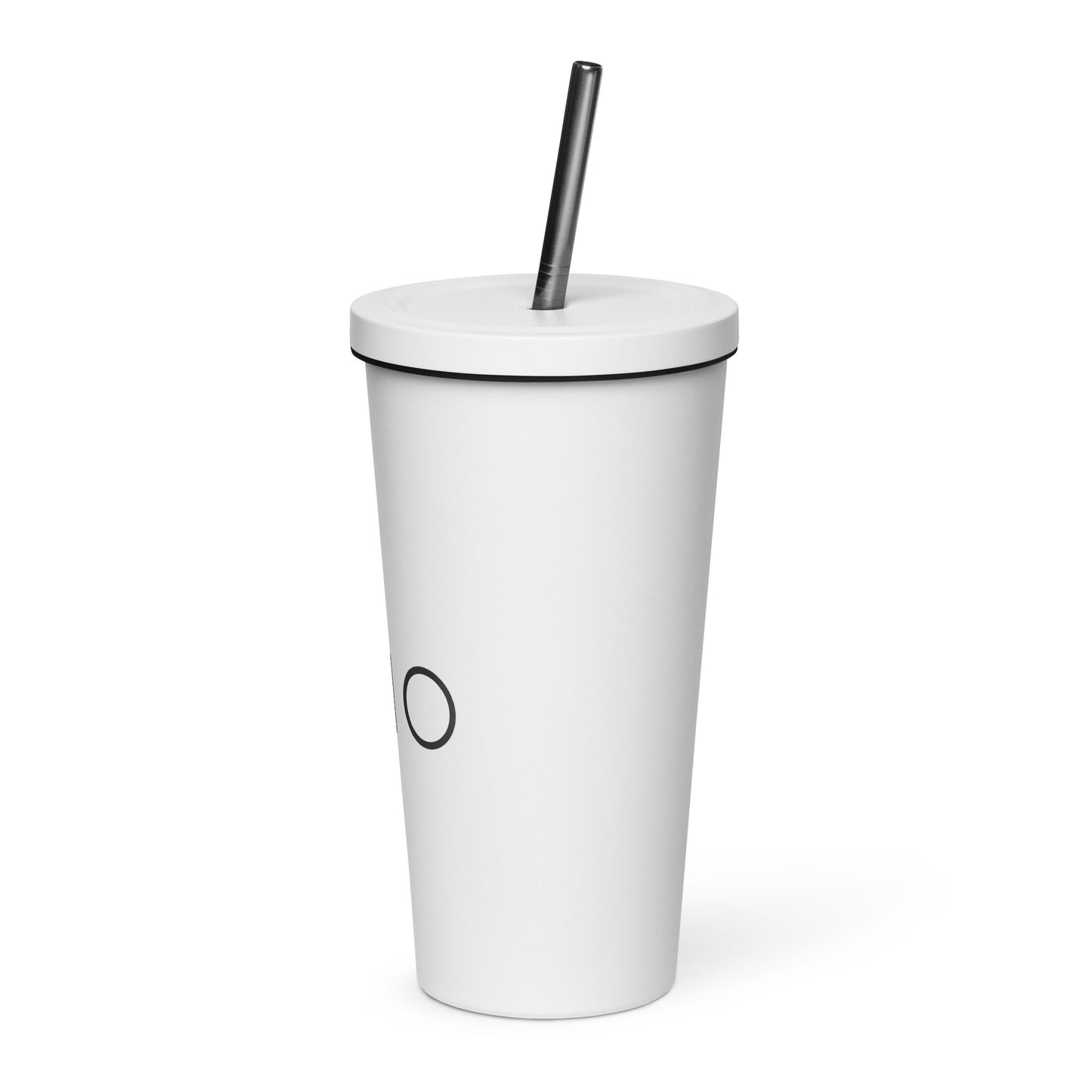Insulated tumbler with a straw