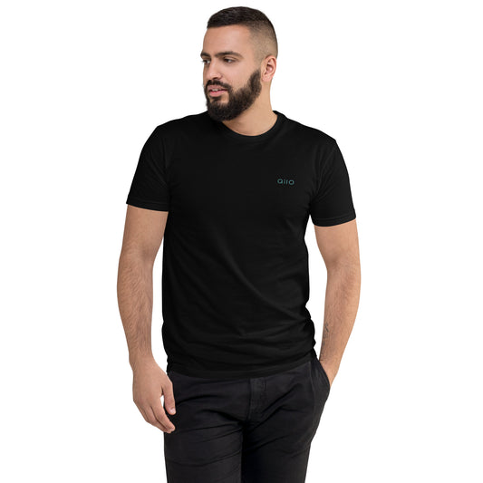 Men's Fitted T-Shirt | Qilo Print | Black + Sky