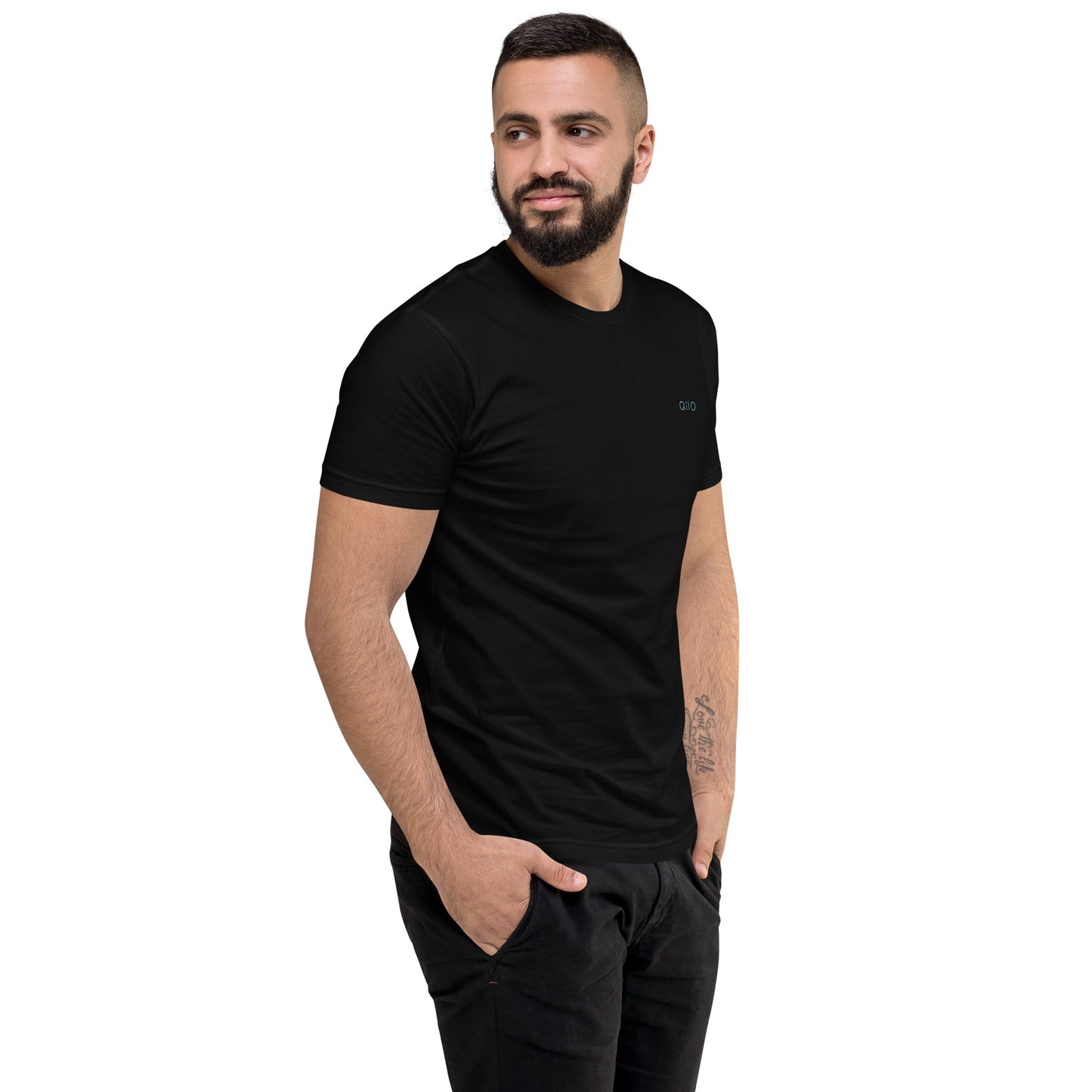 Men's Fitted T-Shirt | Qilo Print | Black + Sky