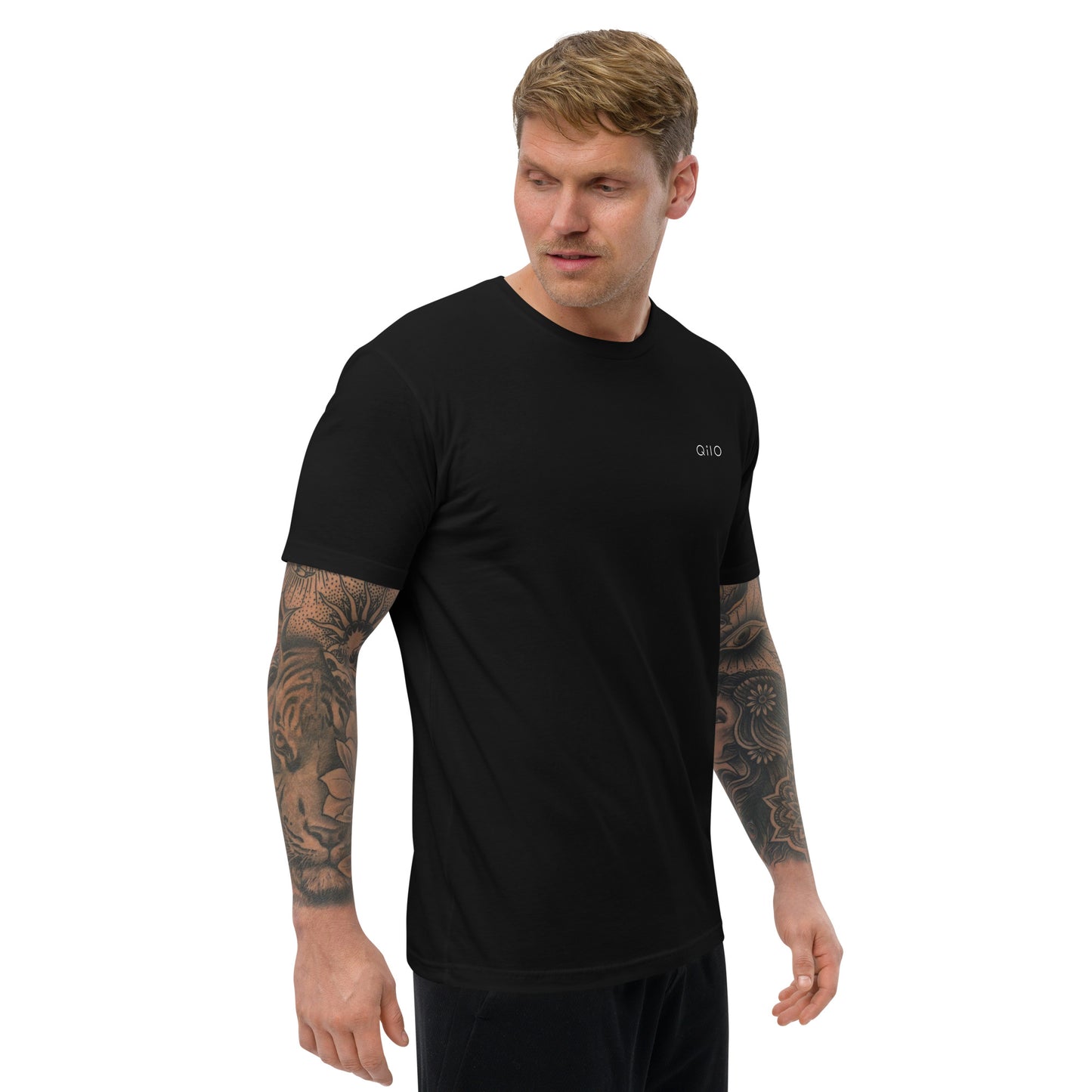 Men's Fitted T-Shirt | Qilo Print | Black + White