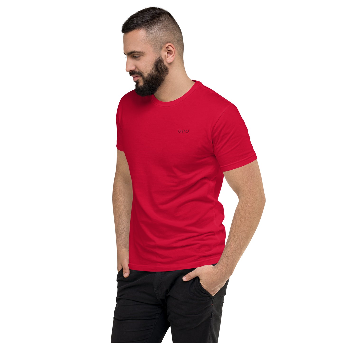 Men's Fitted T-Shirt | Qilo Print | Red + Black