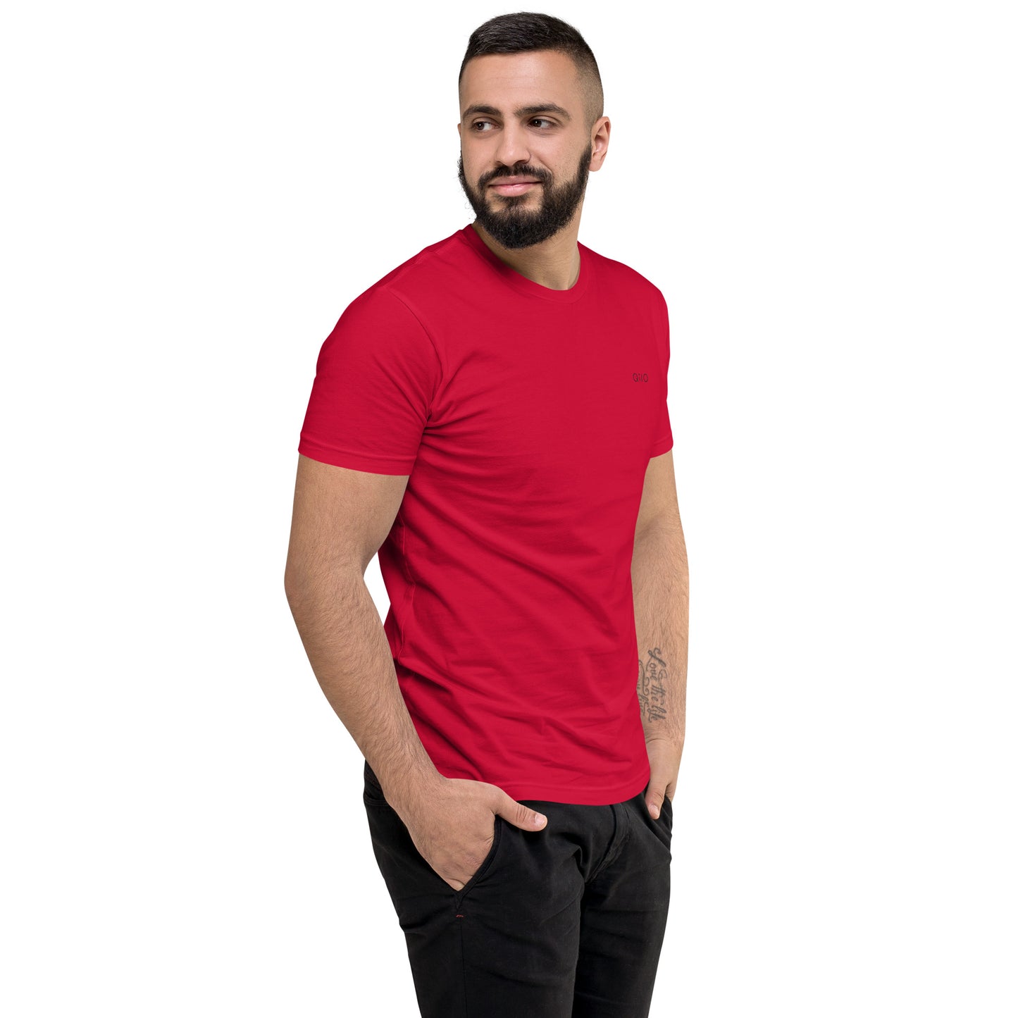 Men's Fitted T-Shirt | Qilo Print | Red + Black