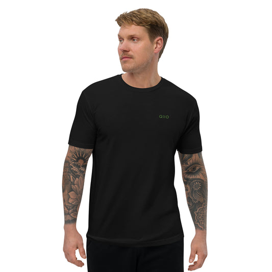 Men's Fitted T-Shirt | Qilo Print | Black + Green