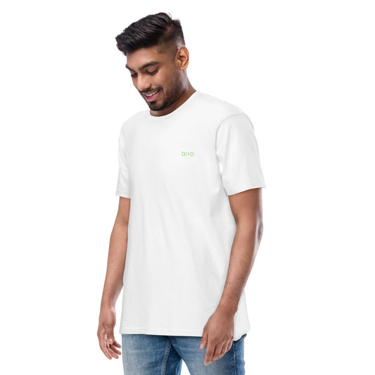 Men's Premium Heavyweight T-Shirt | Qilo Print | White + Green