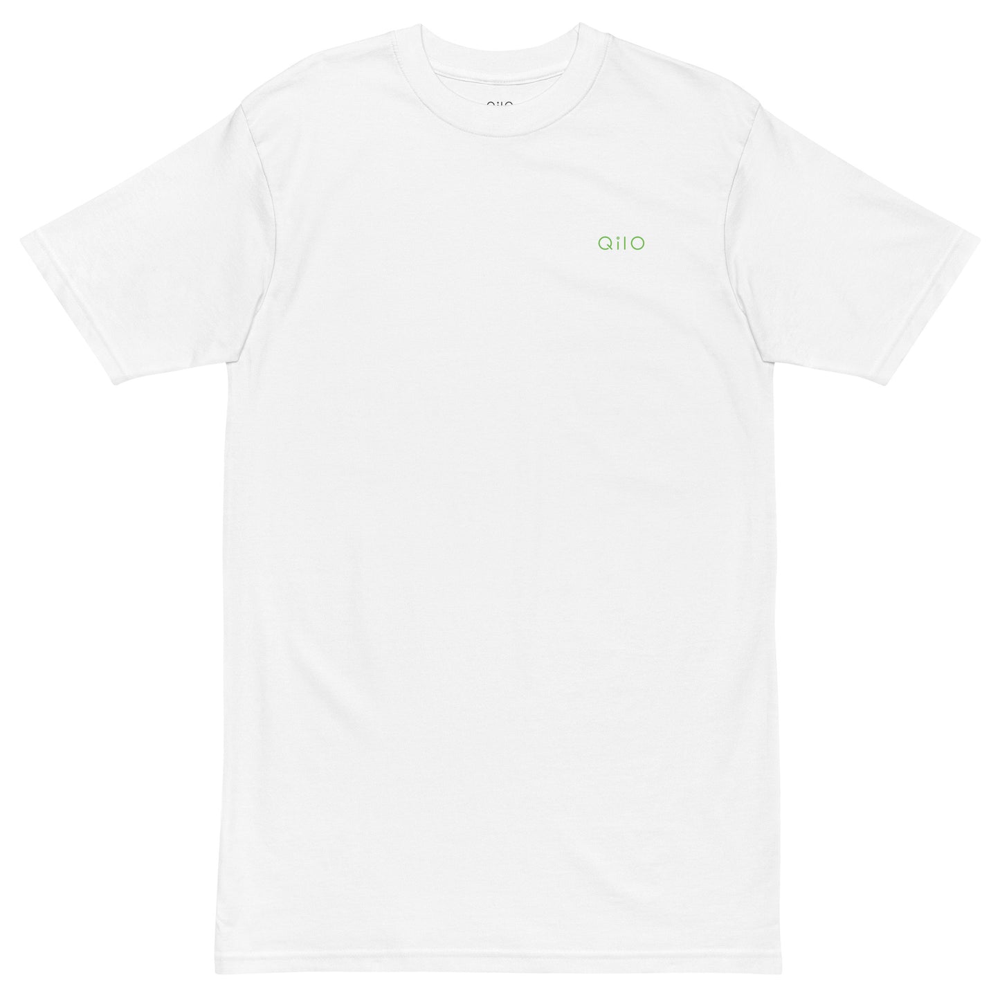 Men's Premium Heavyweight T-Shirt | Qilo Print | White + Green