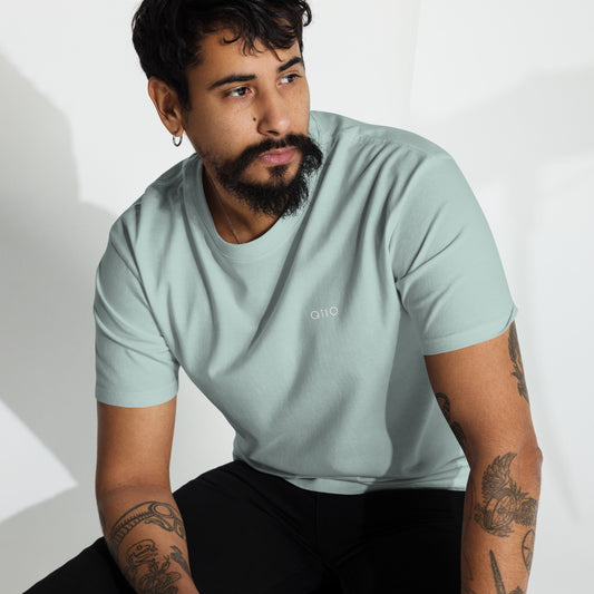 Men's Premium Heavyweight T-Shirt | Qilo Print | Agave + White