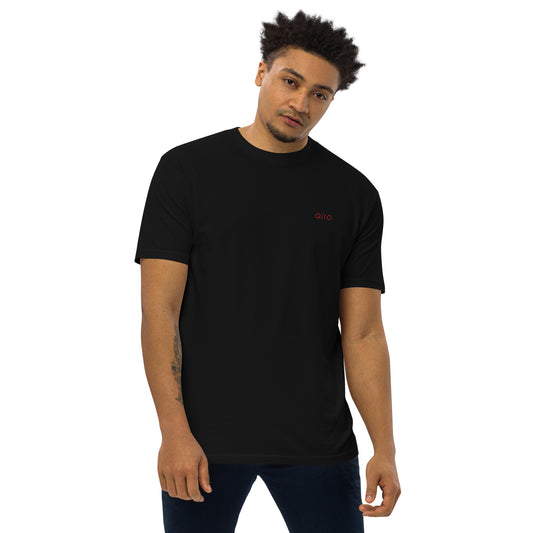 Men's Premium Heavyweight T-Shirt | Qilo Print | Black + Red