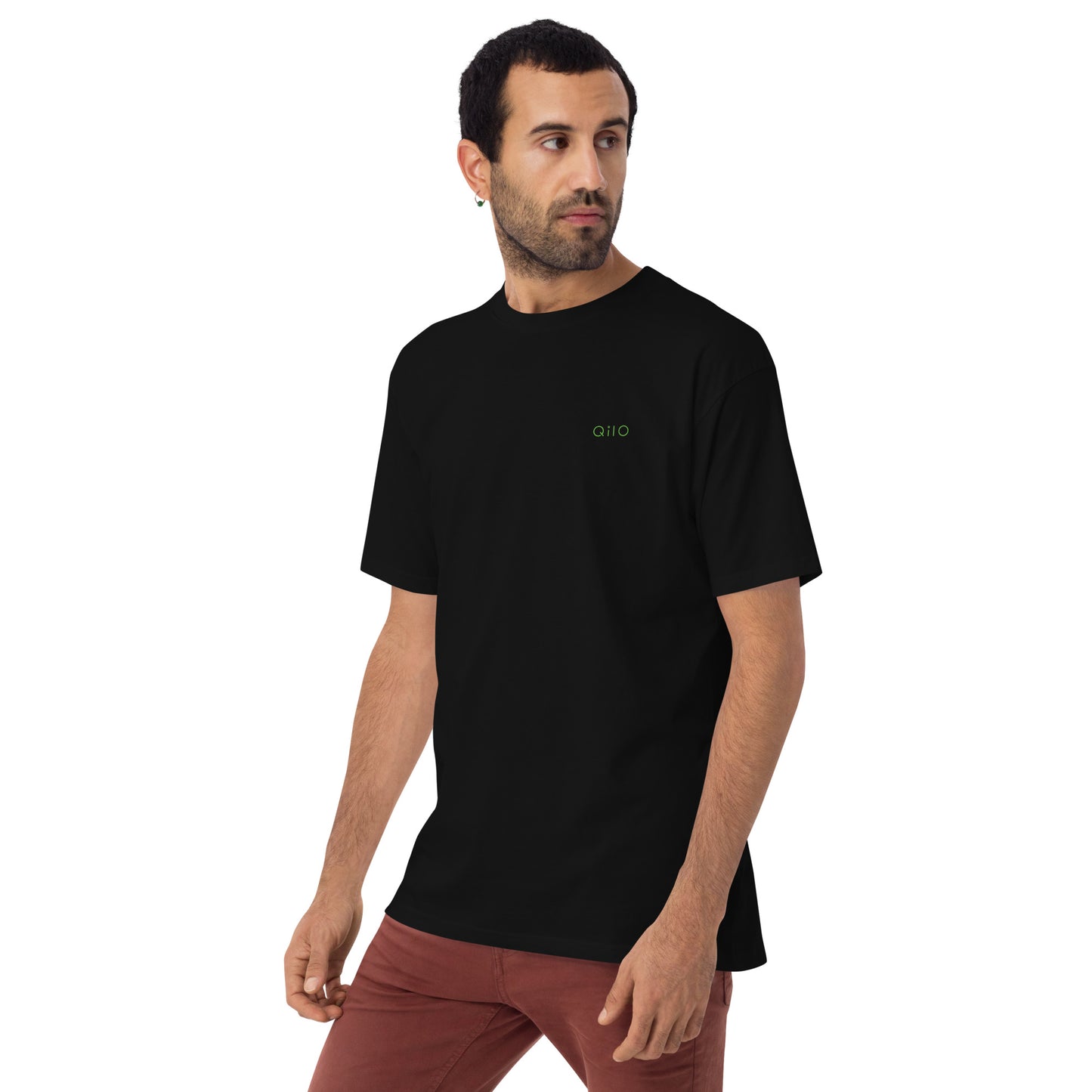 Men's Premium Heavyweight T-Shirt | Qilo Print | Black + Green