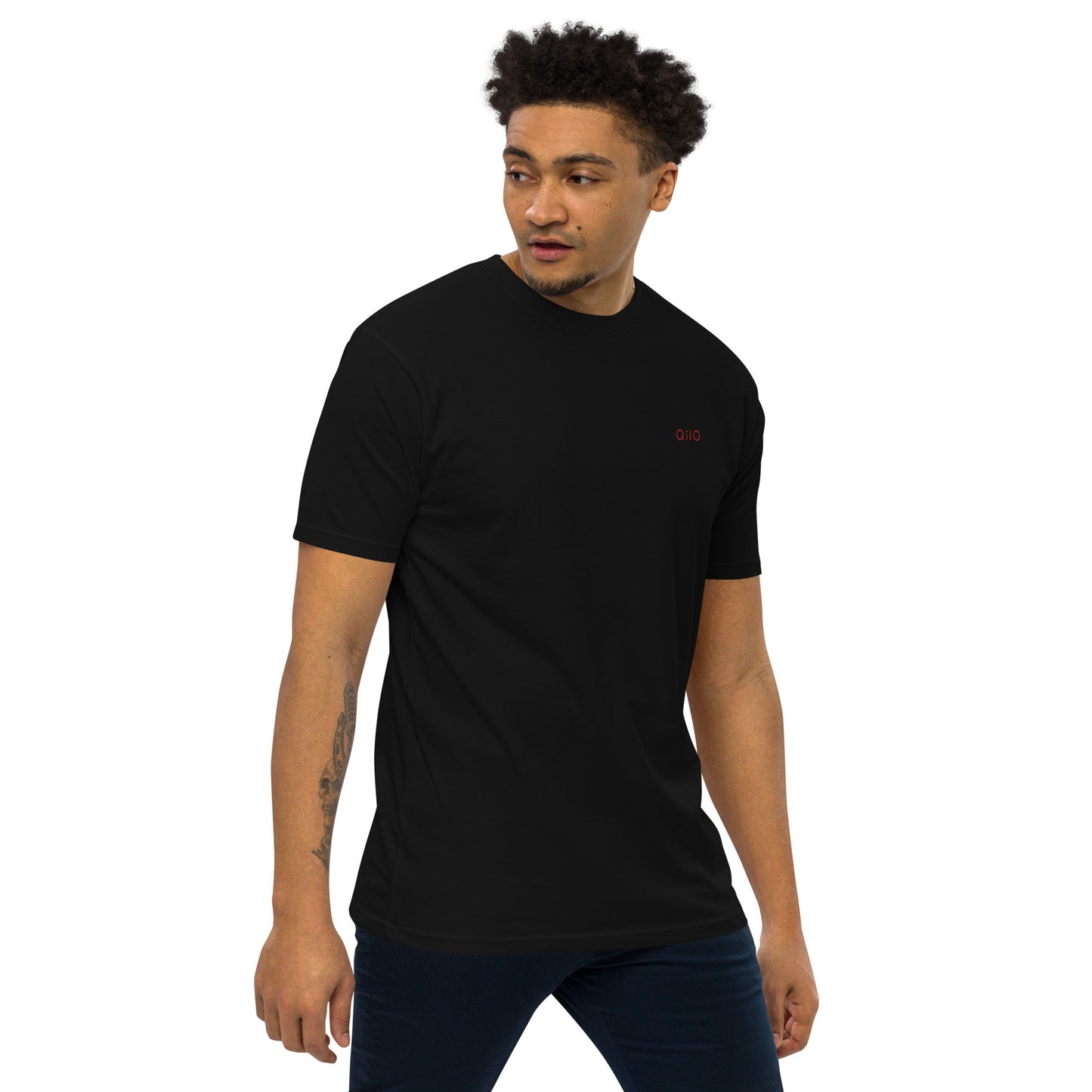 Men's Premium Heavyweight T-Shirt | Qilo Print | Black + Red