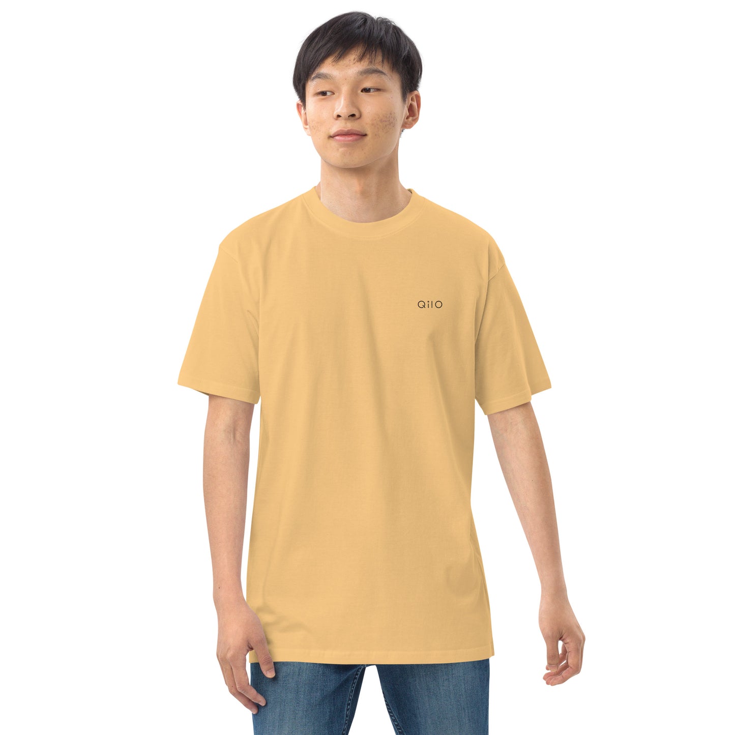 Men’s Premium Heavyweight T-Shirt | Qilo Print | Vintage Gold + Black