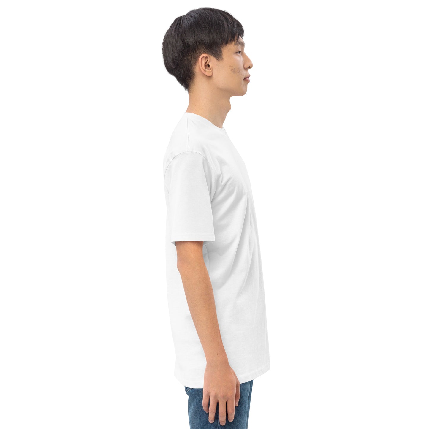 Men's Premium Heavyweight T-Shirt | Qilo | White + Red