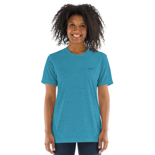 Unisex Athleisure T-Shirt | Qilo Print | Aqua + Black