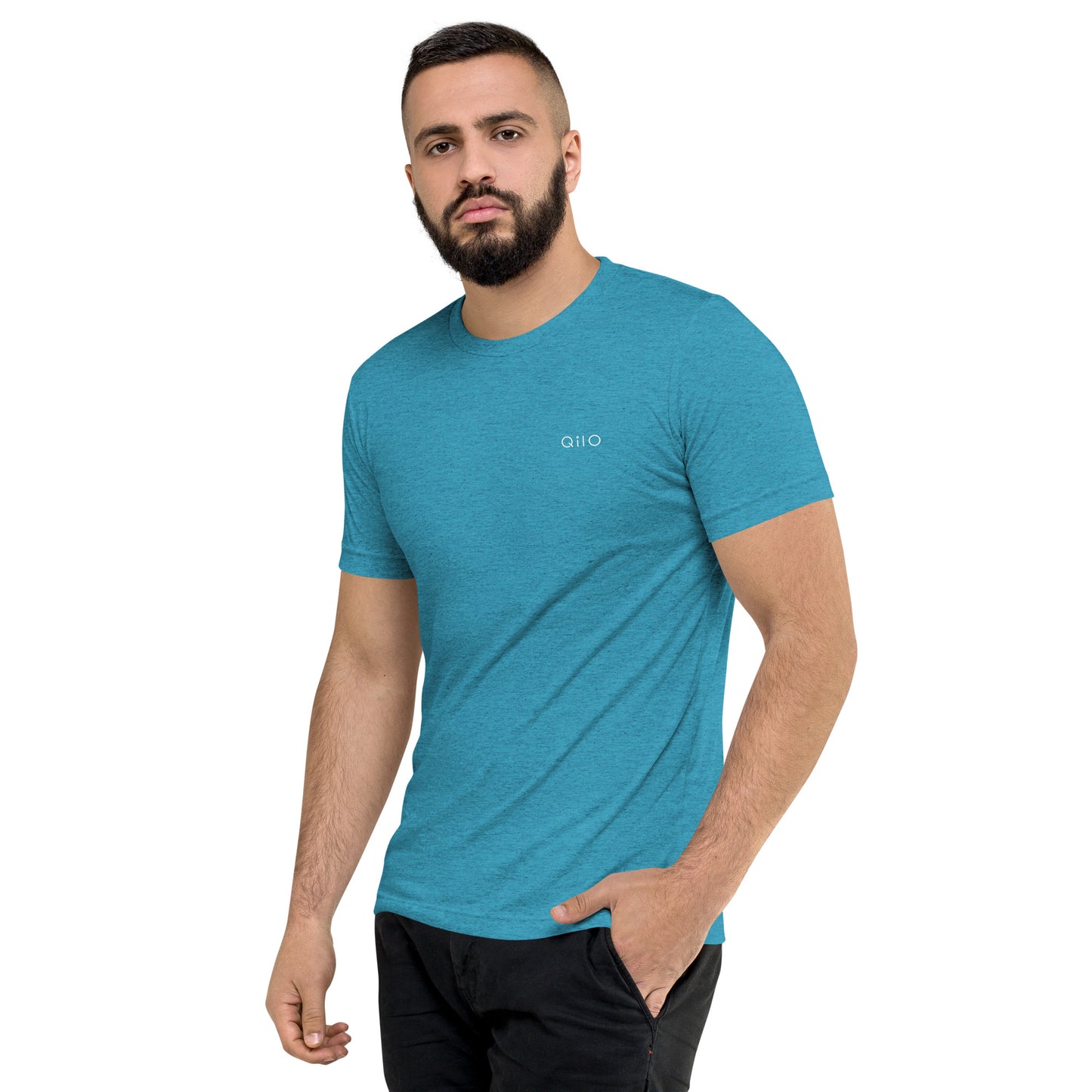 Unisex Athleisure T-Shirt | Qilo Print | Aqua + White