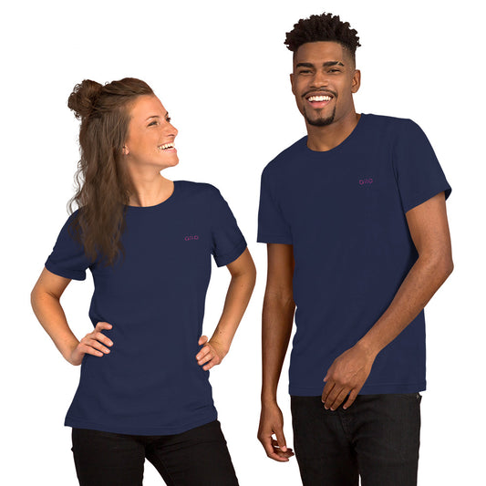 Unisex T-Shirt | Qilo Brand | Navy + Berry