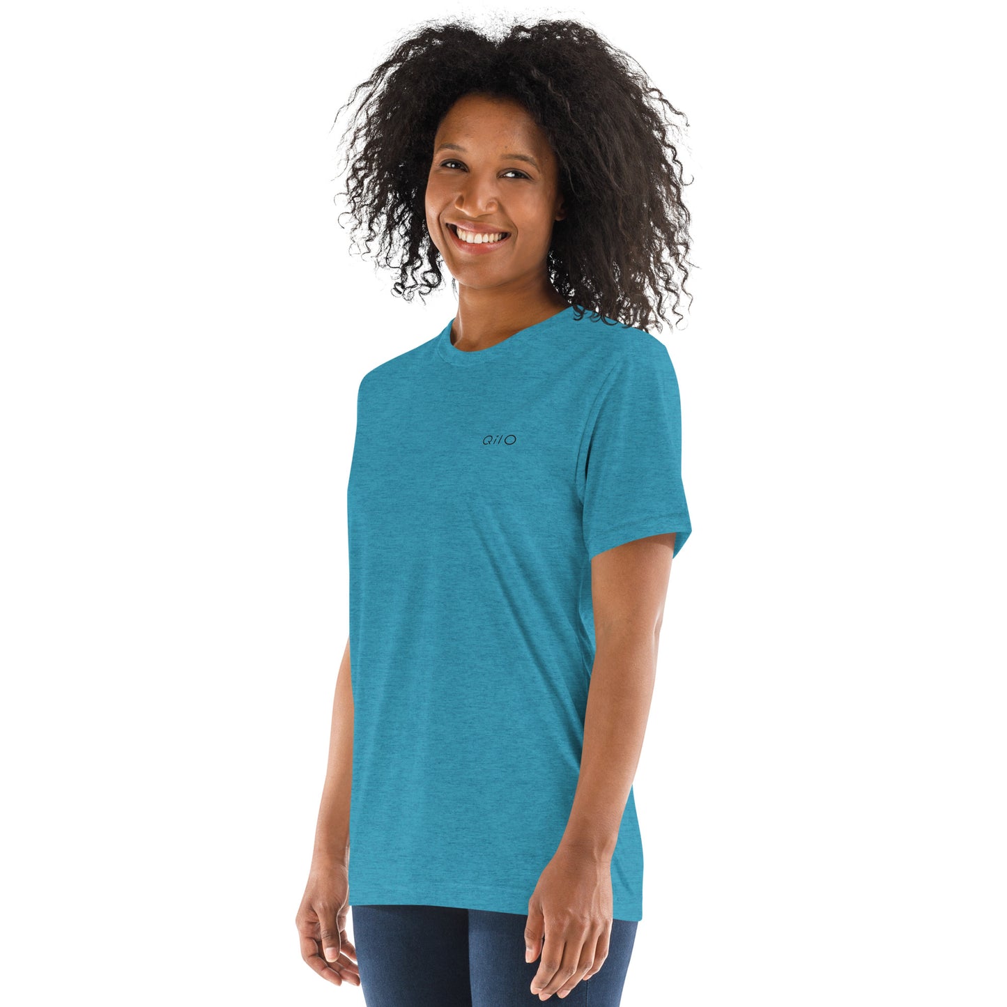 Unisex Athleisure T-Shirt | Qilo Print | Aqua + Black