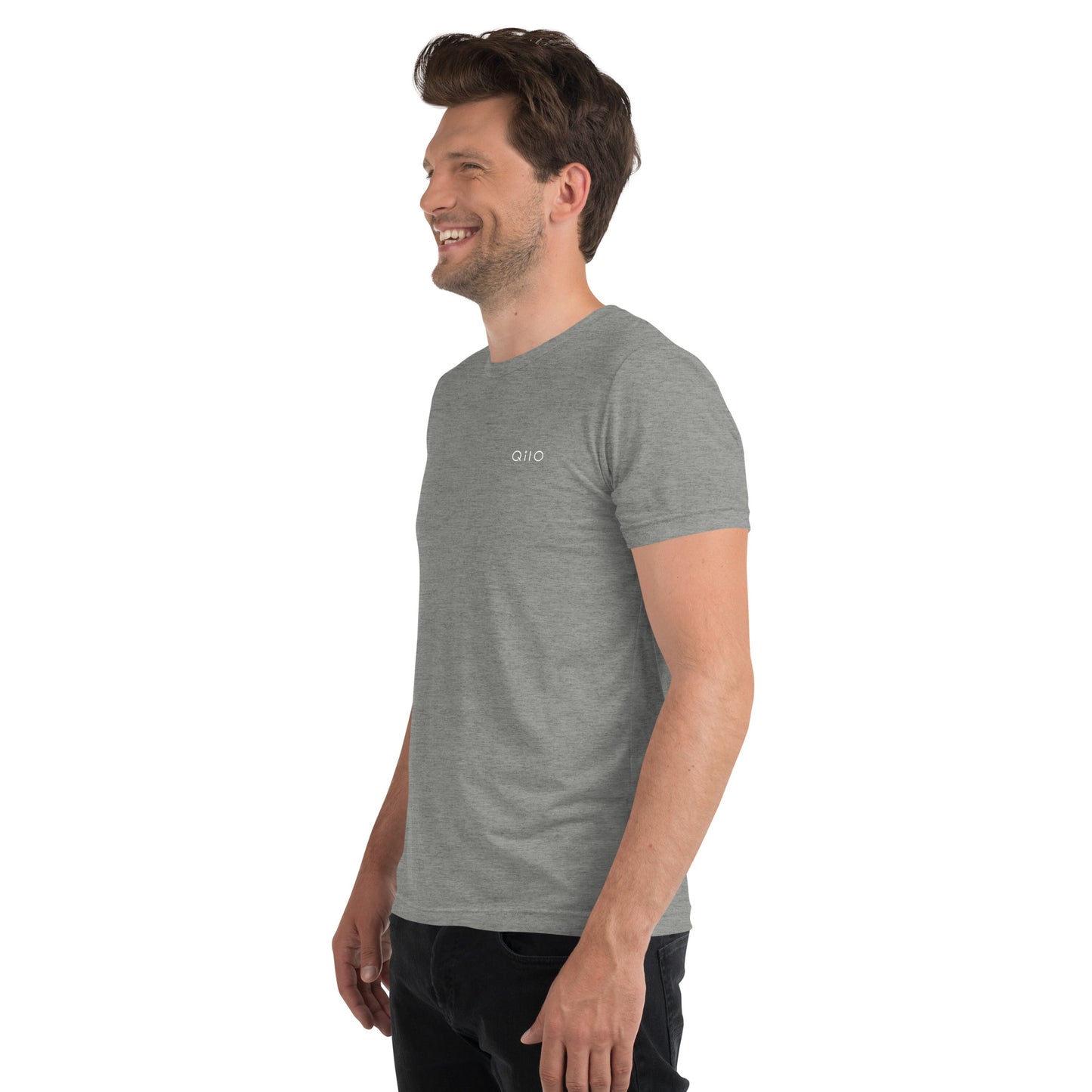 Unisex Athleisure T-Shirt | Qilo Print | Grey + White