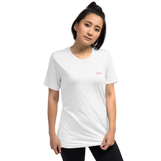 Unisex Athleisure T-Shirt | Qilo Print | White + Red