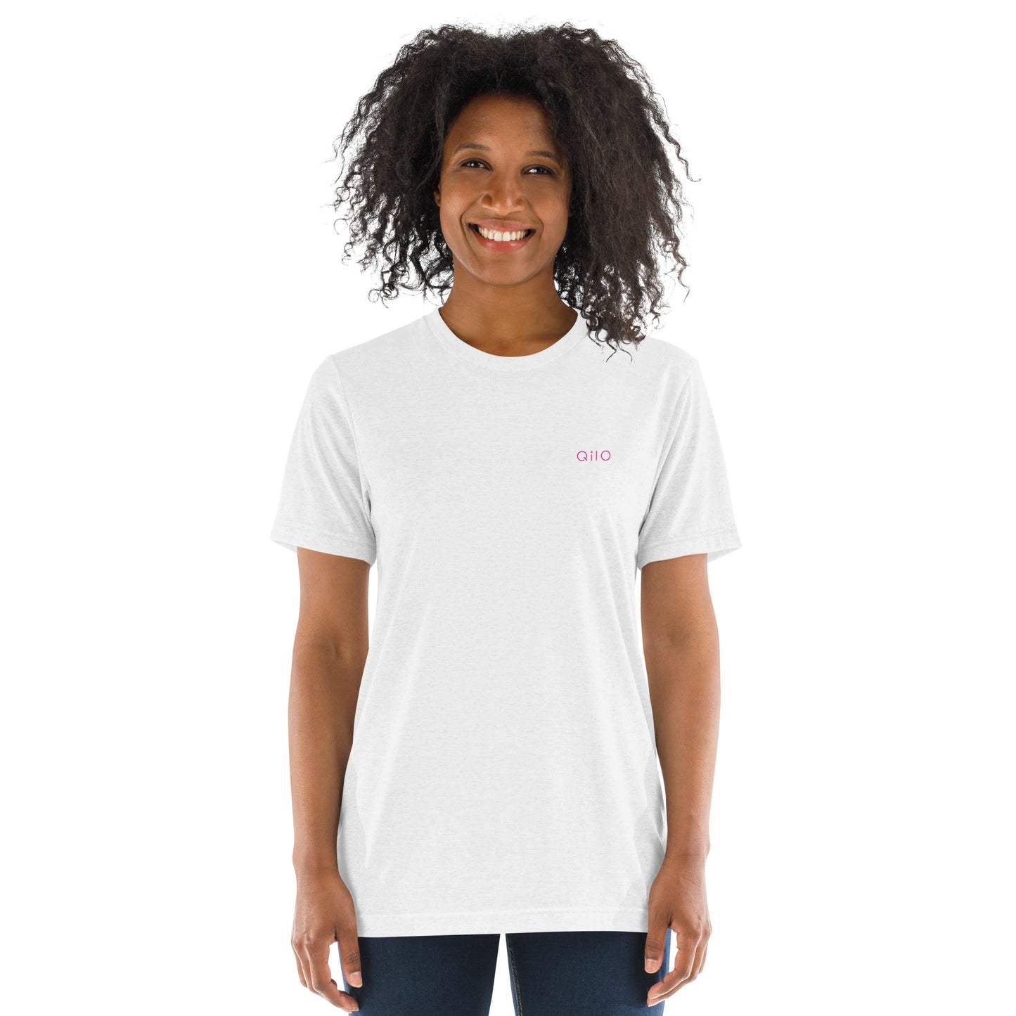 Unisex Athleisure T-Shirt | Qilo Print | White + Berry