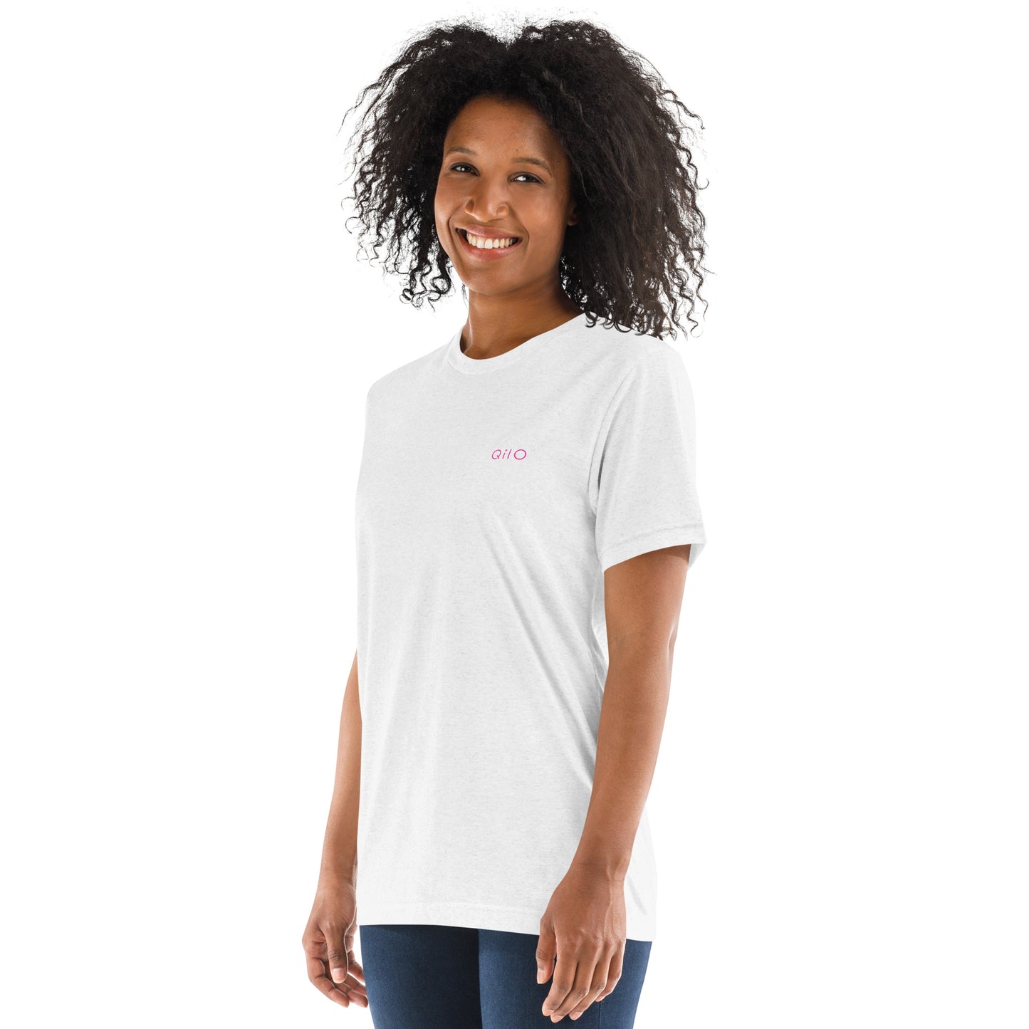 Unisex Athleisure T-Shirt | Qilo Print | White + Berry